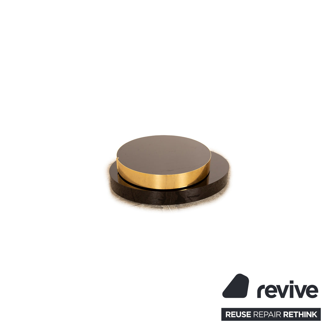 Minotti Benson wooden coffee table manual function black gold