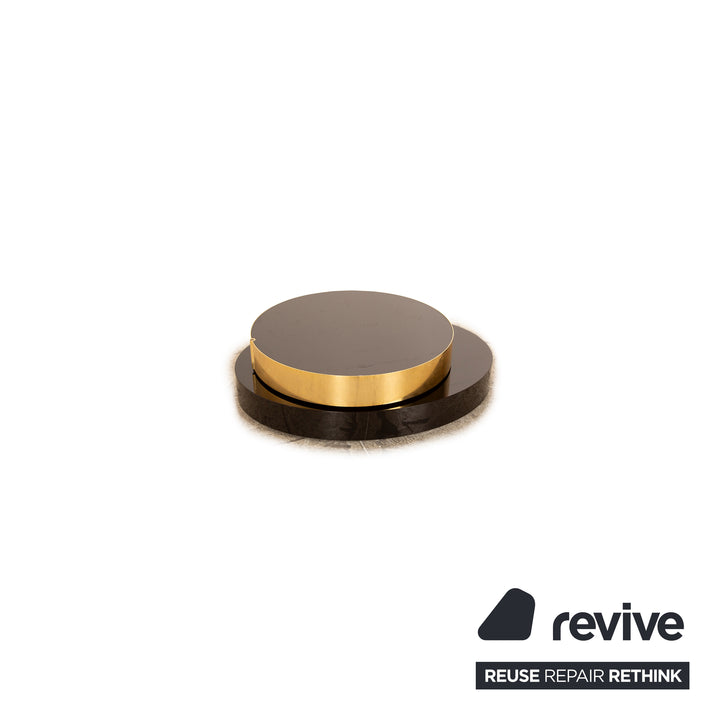 Minotti Benson wooden coffee table manual function black gold