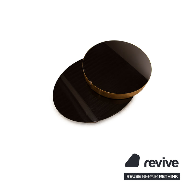 Minotti Benson wooden coffee table manual function black gold