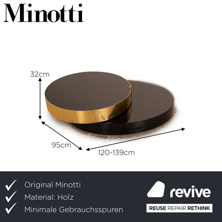 Minotti Benson wooden coffee table manual function black gold