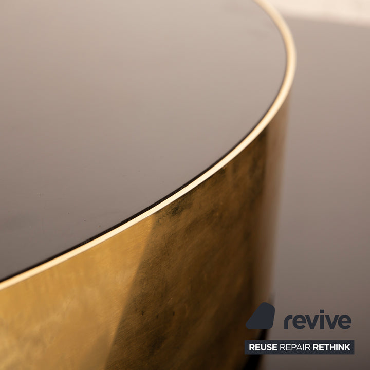Minotti Benson wooden coffee table manual function black gold