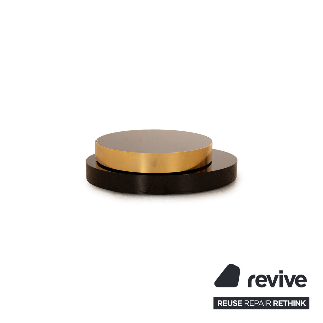 Minotti Benson wooden coffee table manual function black gold