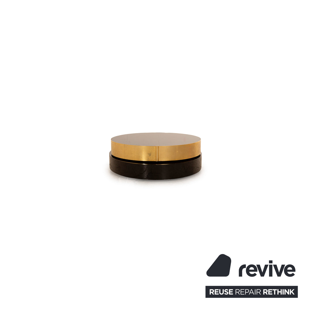 Minotti Benson wooden coffee table manual function black gold