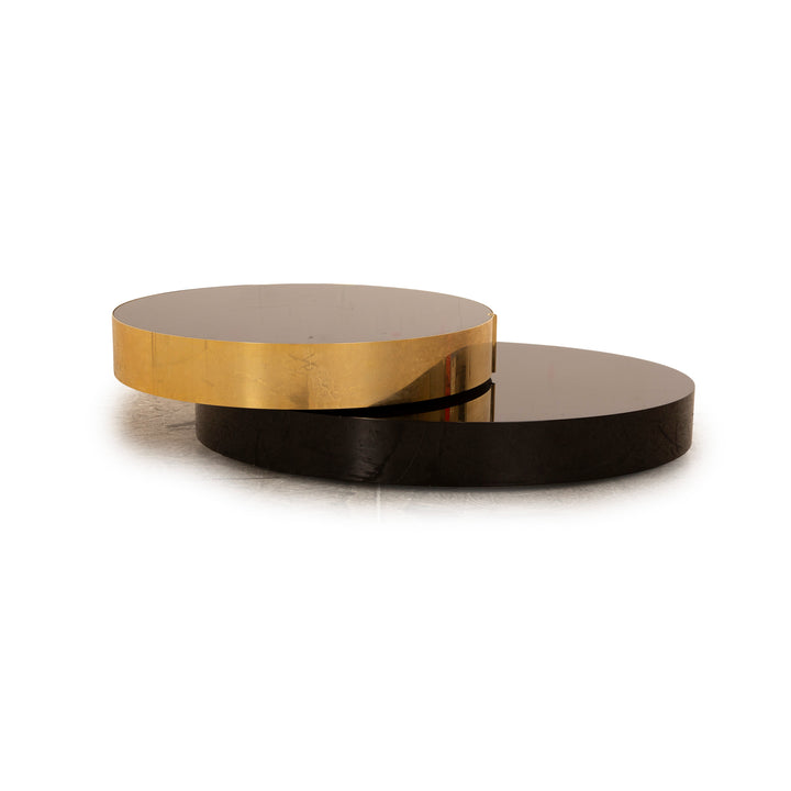 Minotti Benson wooden coffee table manual function black gold