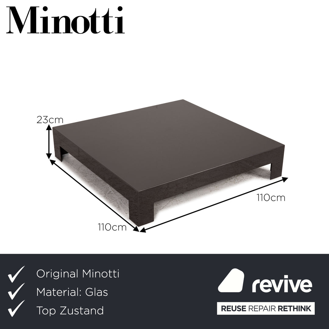 Minotti glass coffee table dark brown