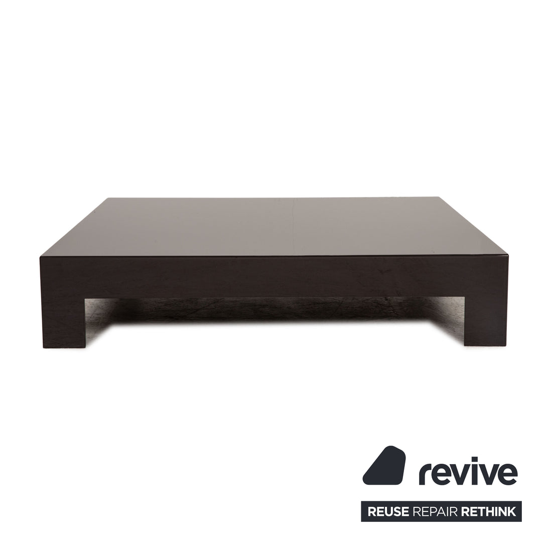 Minotti glass coffee table dark brown