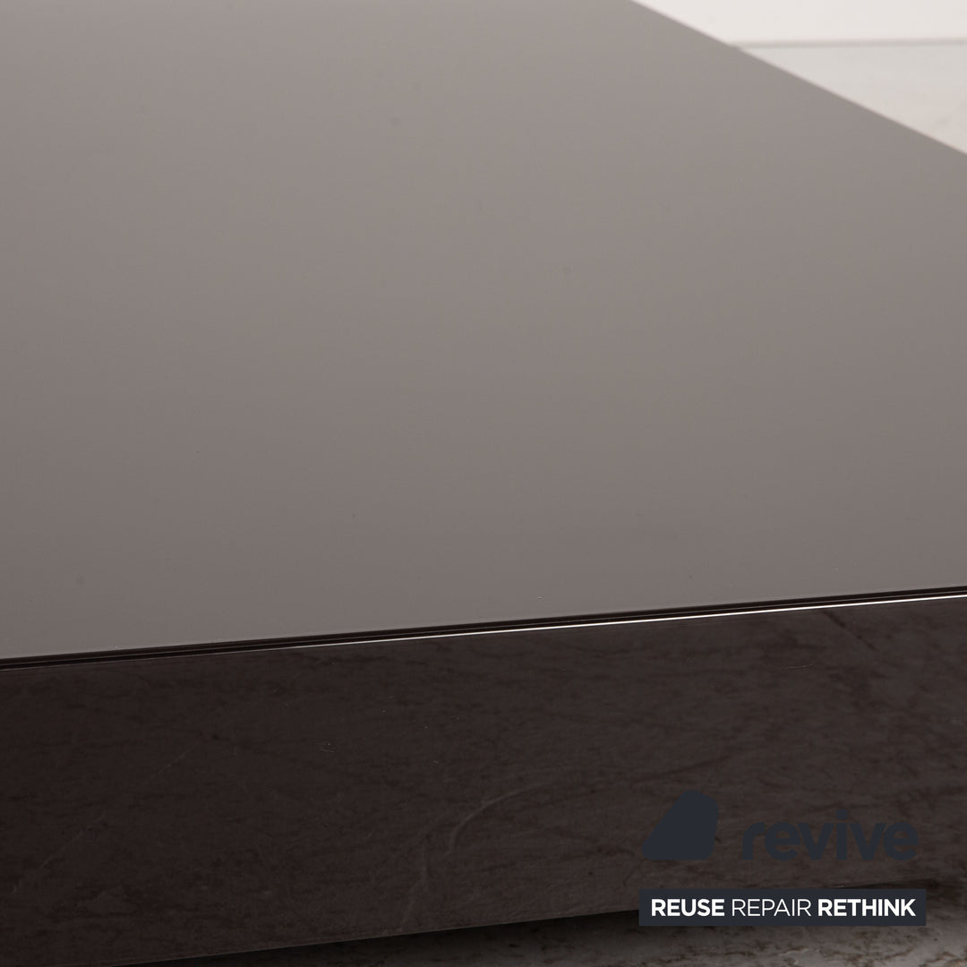 Minotti glass coffee table dark brown