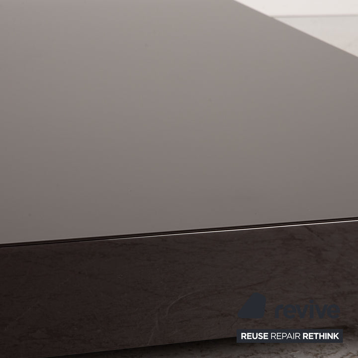 Minotti glass coffee table dark brown