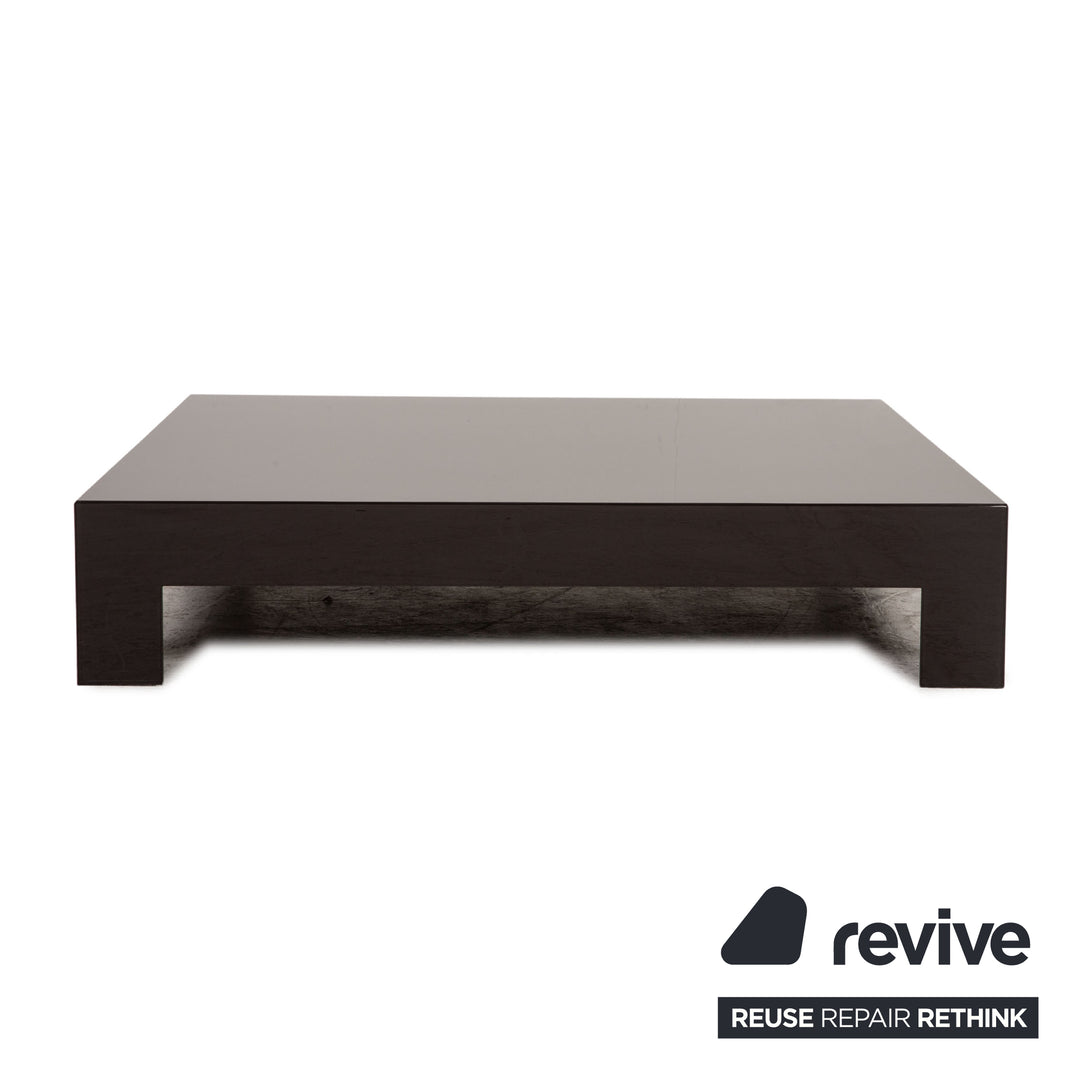 Minotti glass coffee table dark brown