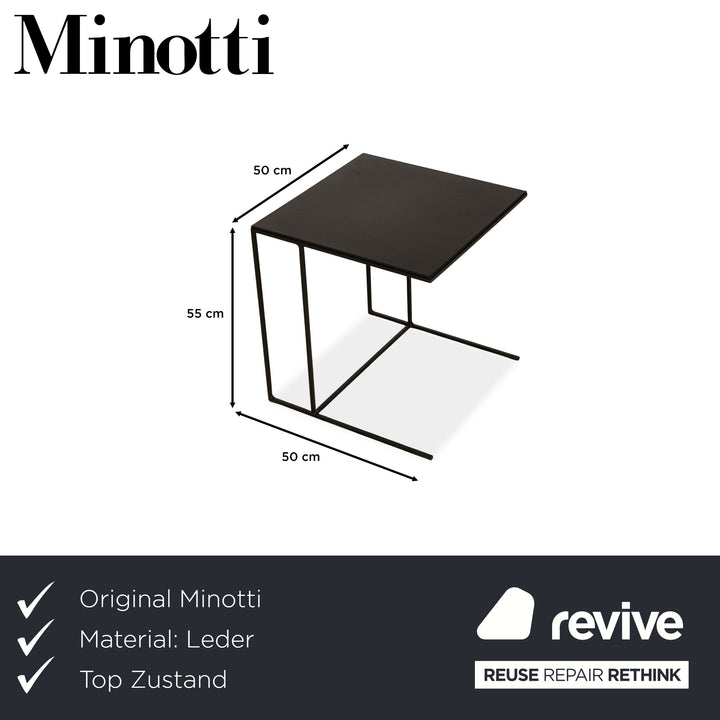 Minotti Hamilton Leather Coffee Table Black