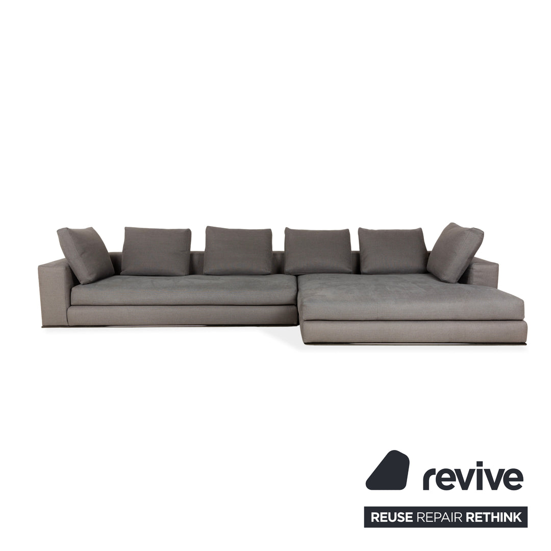 Minotti Hamilton Fabric Corner Sofa Grey Sofa Couch