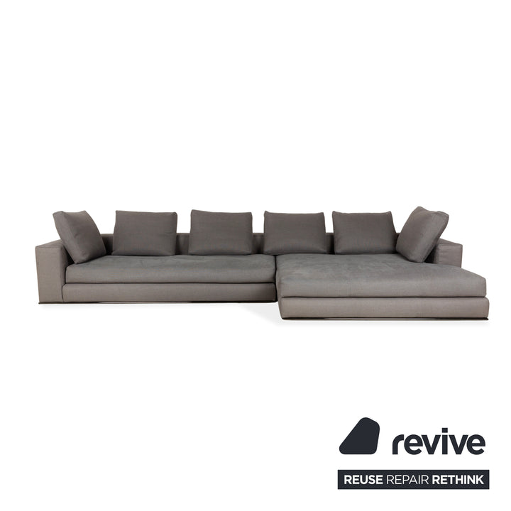 Minotti Hamilton Fabric Corner Sofa Grey Sofa Couch