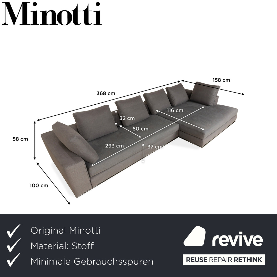 Minotti Hamilton Fabric Corner Sofa Grey Sofa Couch