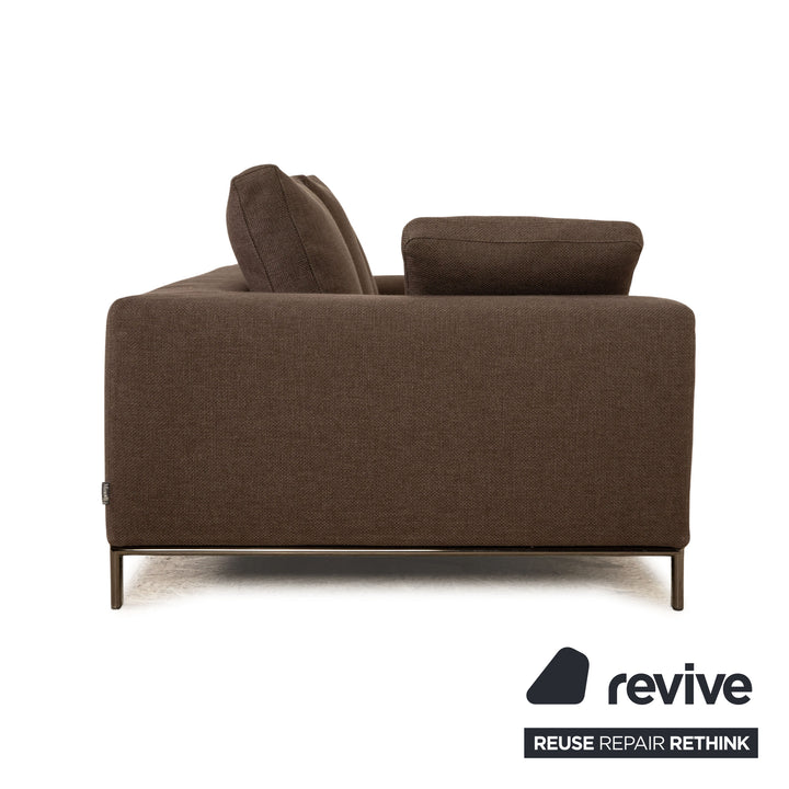 Minotti Hamilton Fabric Four Seater Gray Sofa Couch