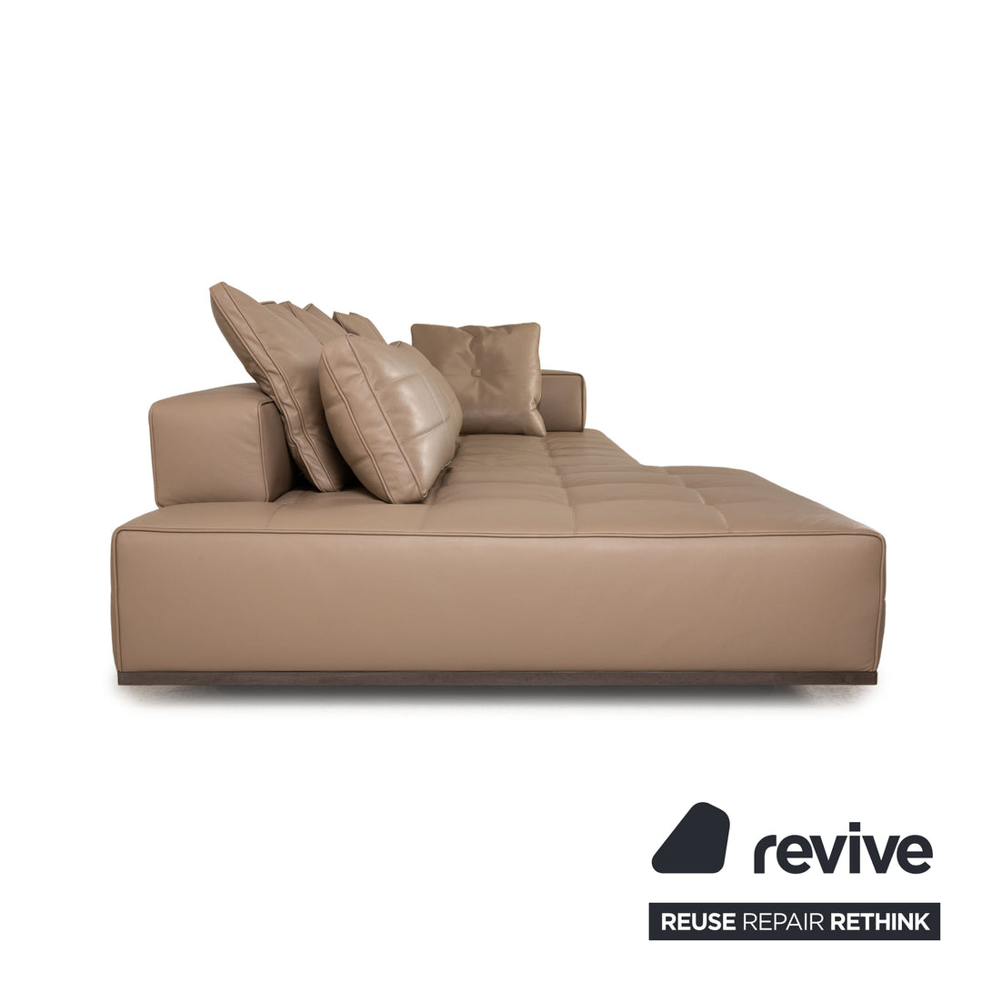 Minotti Lawrence Clan Leather Sofa Beige Corner Sofa Couch