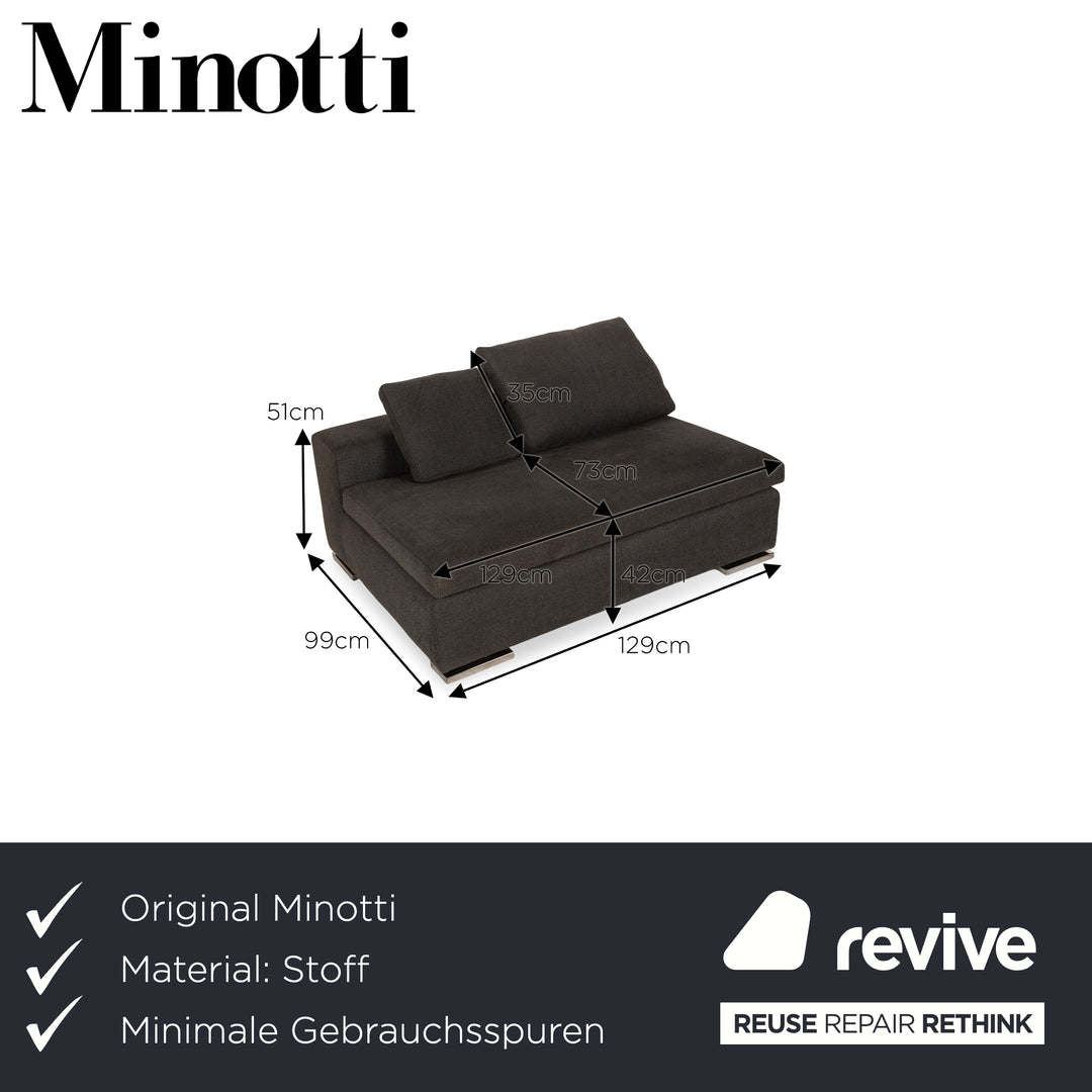 Minotti Moore Fabric Two-Seater Grey Sofa Couch