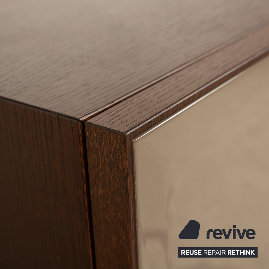 Minotti Morrison Wood Glass Sideboard Brown Chest of Drawers