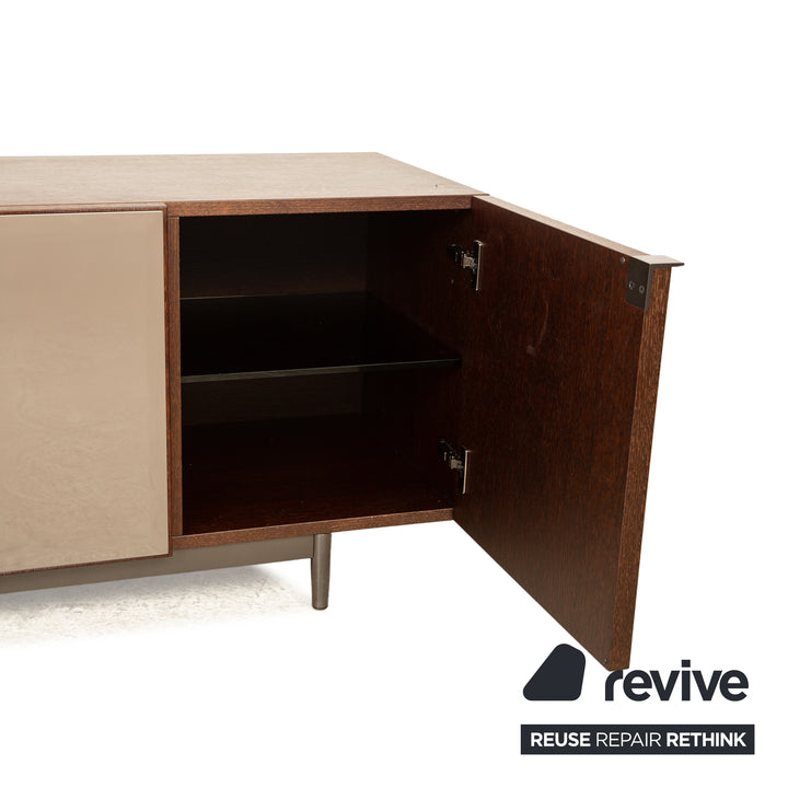 Minotti Morrison Wood Glass Sideboard Brown Chest of Drawers