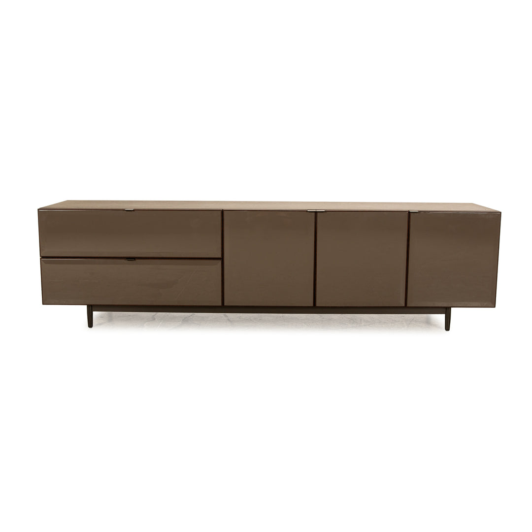 Minotti Morrison Wood Glass Sideboard Brown Chest of Drawers