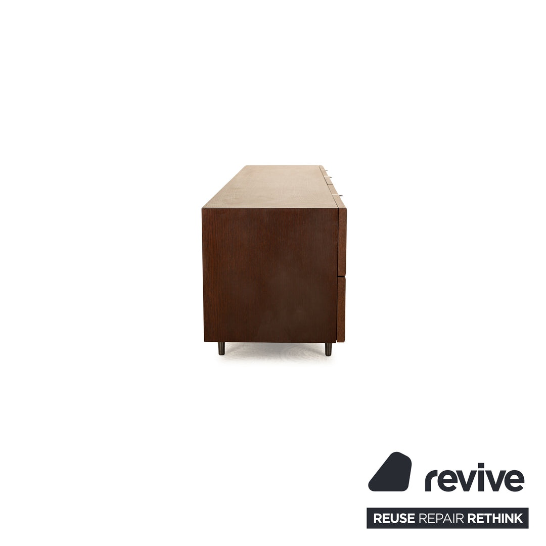 Minotti Morrison Wood Glass Sideboard Brown Chest of Drawers
