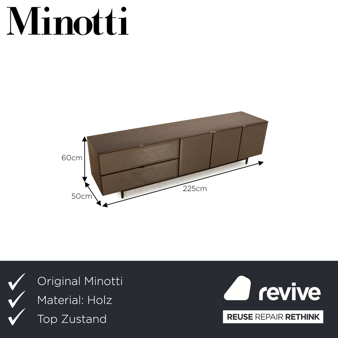 Minotti Morrison Wood Glass Sideboard Brown Chest of Drawers