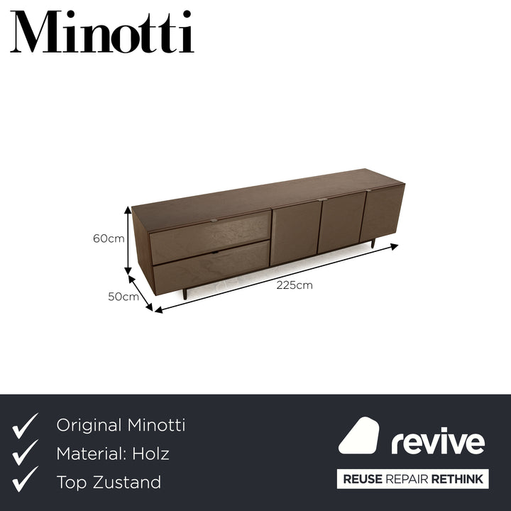Minotti Morrison Wood Glass Sideboard Brown Chest of Drawers