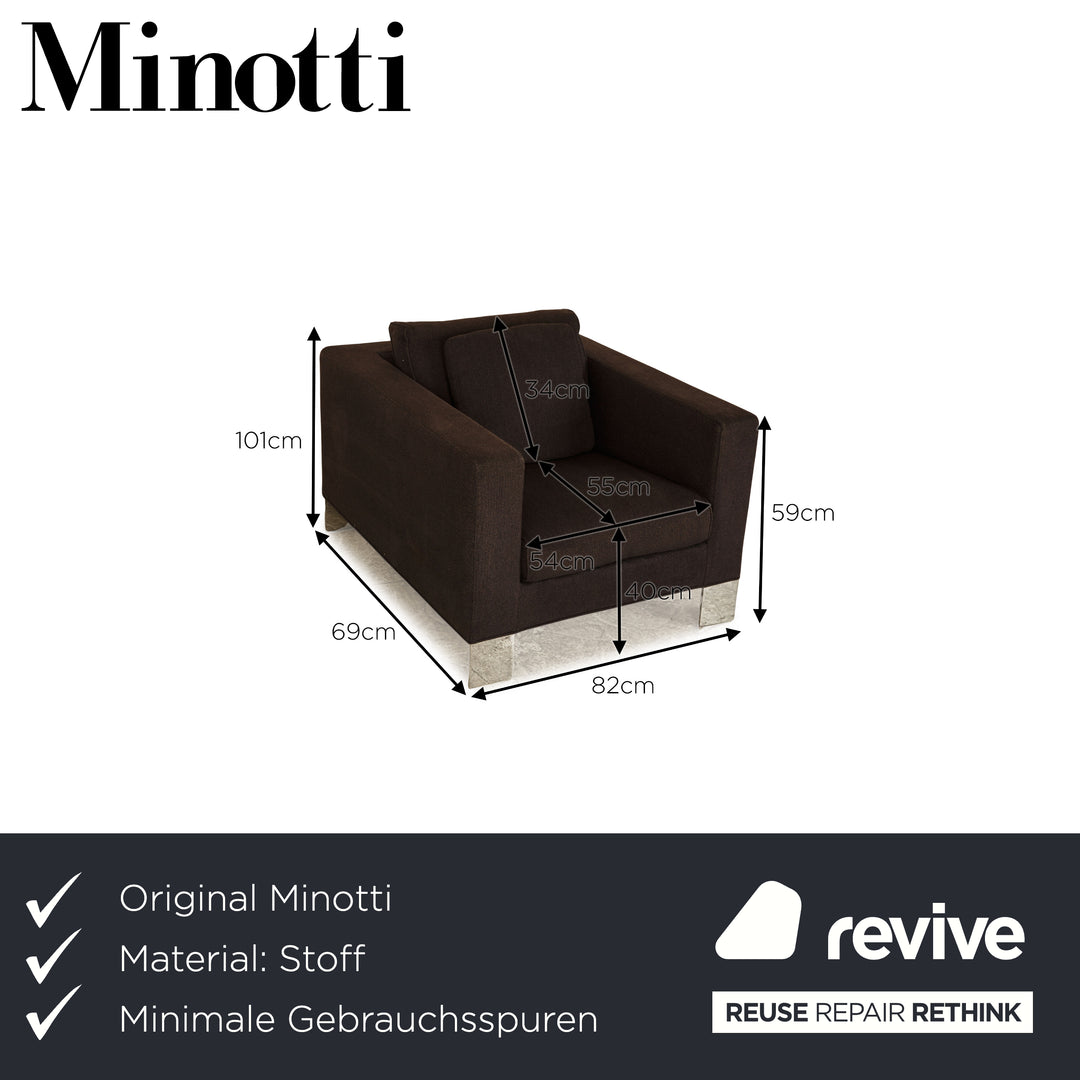 Minotti Fabric Armchair Grey Brown