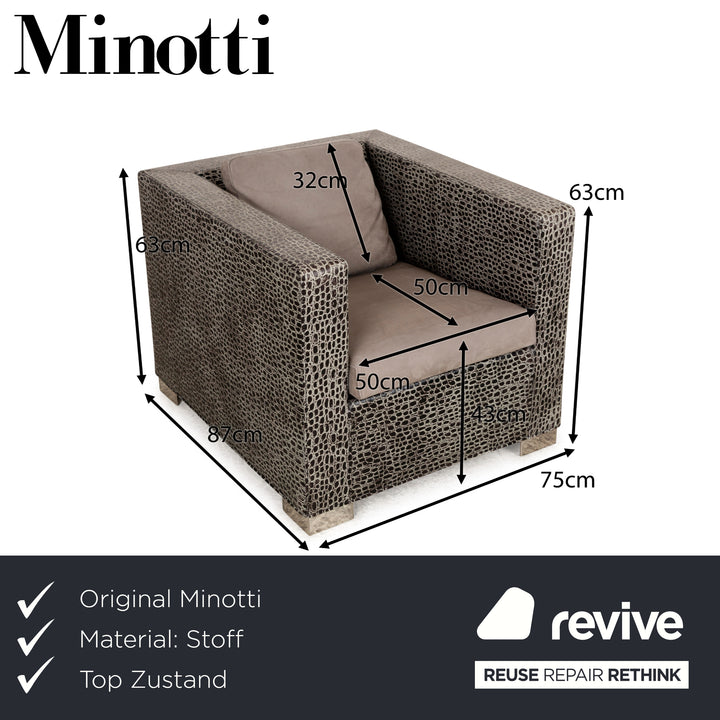 Minotti Suitcase Line Leather Armchair Grey Grey-Brown Beige