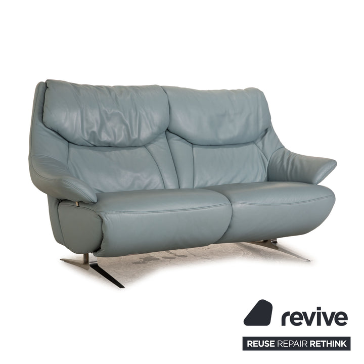 Mondo Malu Leder Zweisitzer Blau Hellblau Sofa Couch