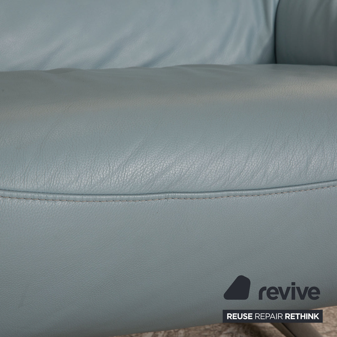 Mondo Malu Leder Zweisitzer Blau Hellblau Sofa Couch
