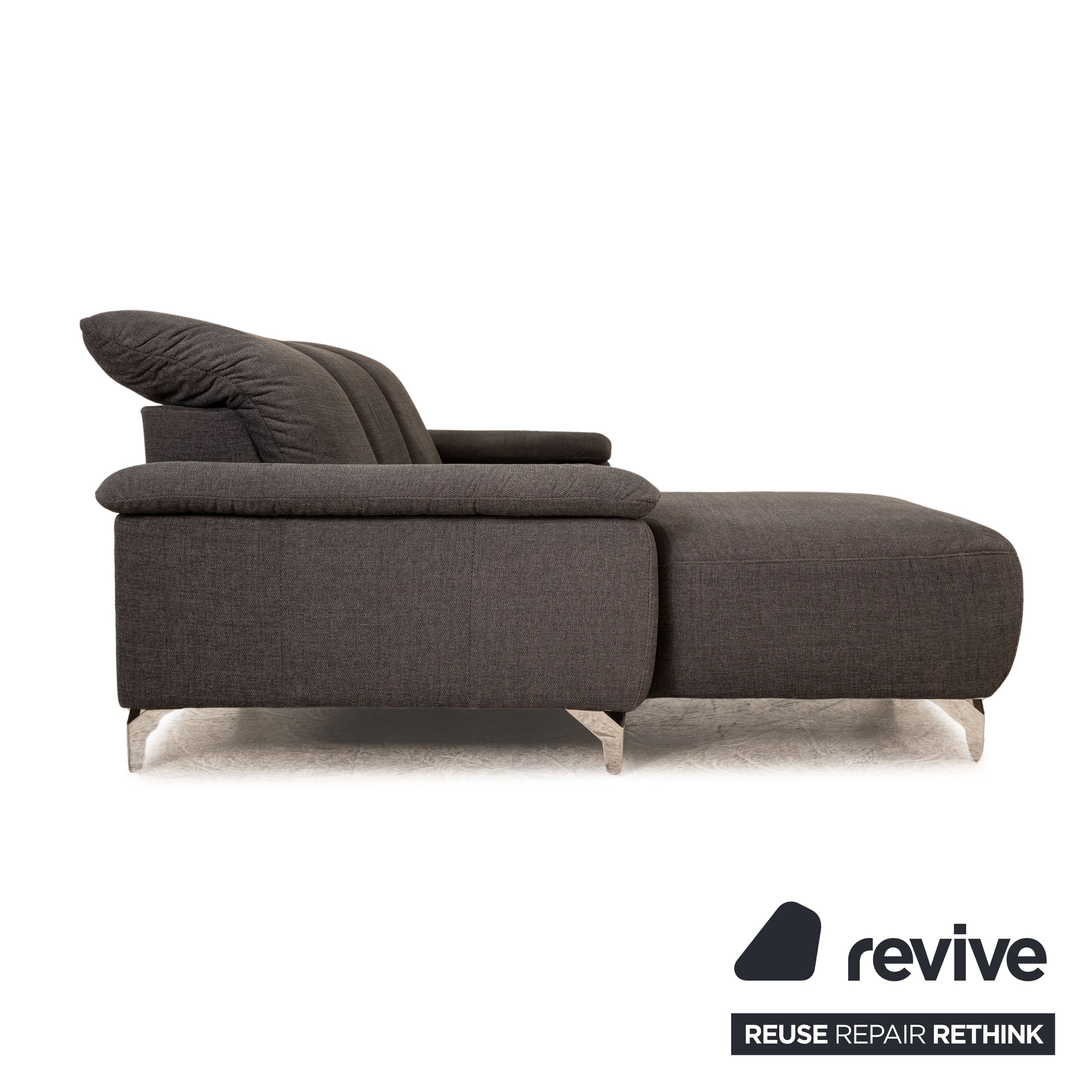Musterring Chenille Stoff Ecksofa Grau elektrische Funktion Recamiere Links Sofa Couch