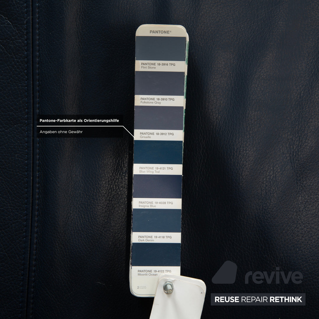 Musterring Leder Zweisitzer Blau Sofa Couch