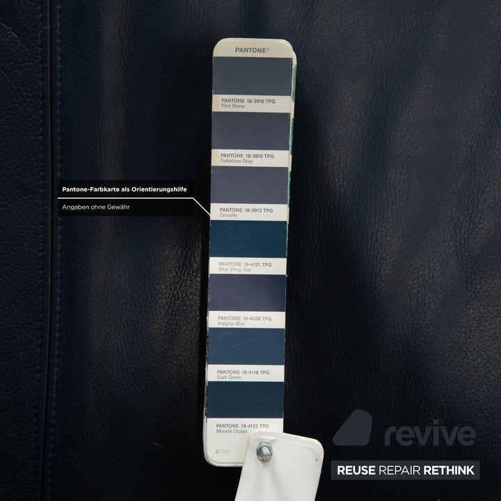 Musterring Leder Zweisitzer Blau Sofa Couch