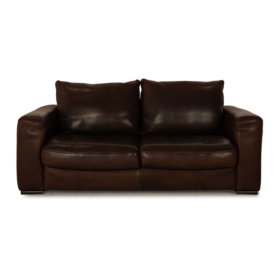 Natuzzi Collezione Leder Zweisitzer Braun Sofa Couch