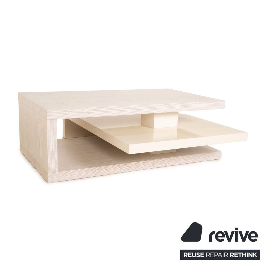 Table basse en bois Natuzzi fonction crème