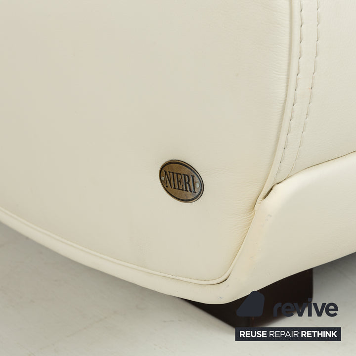 Fauteuil en cuir Nieri chaise longue crème