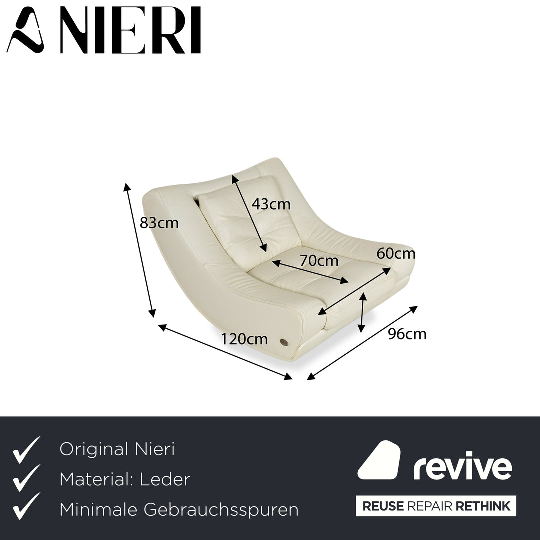 Fauteuil en cuir Nieri chaise longue crème
