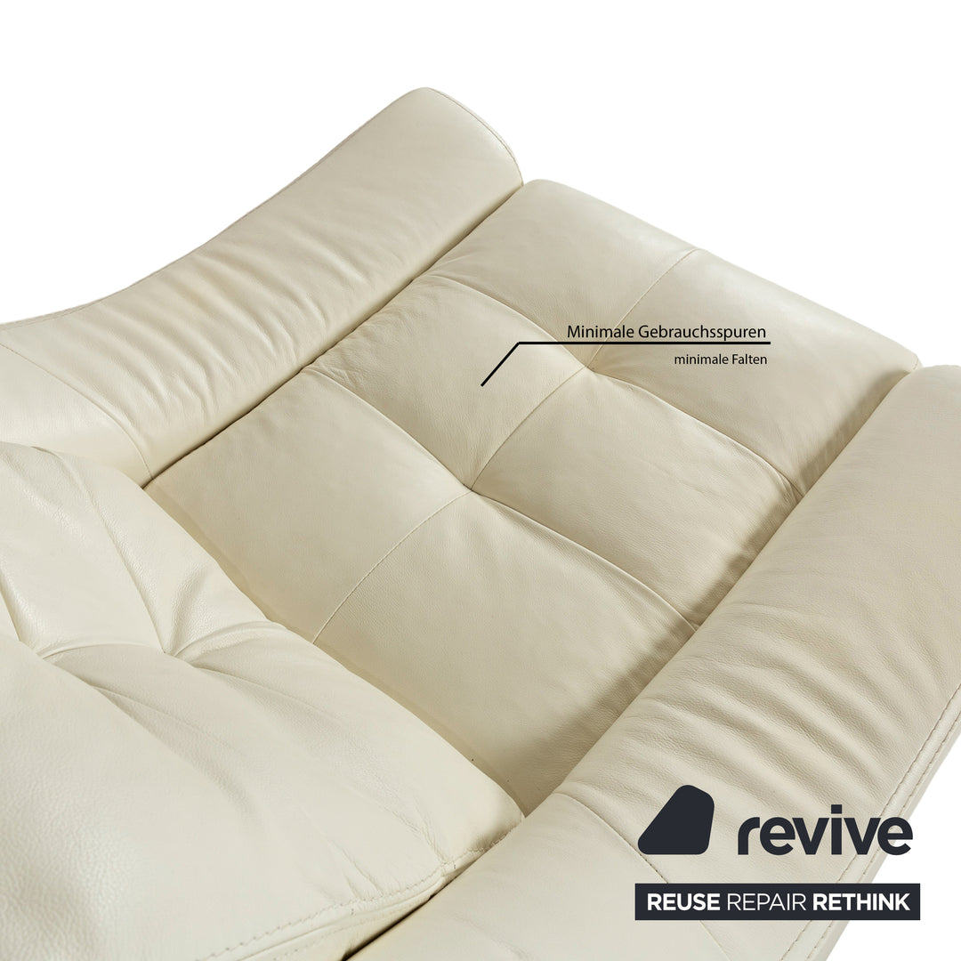 Fauteuil en cuir Nieri chaise longue crème
