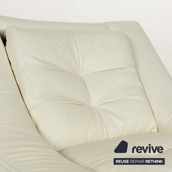 Fauteuil en cuir Nieri chaise longue crème