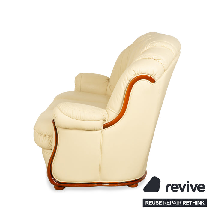 Nieri Leder Dreisitzer Creme Beige Eierschale Sofa Couch