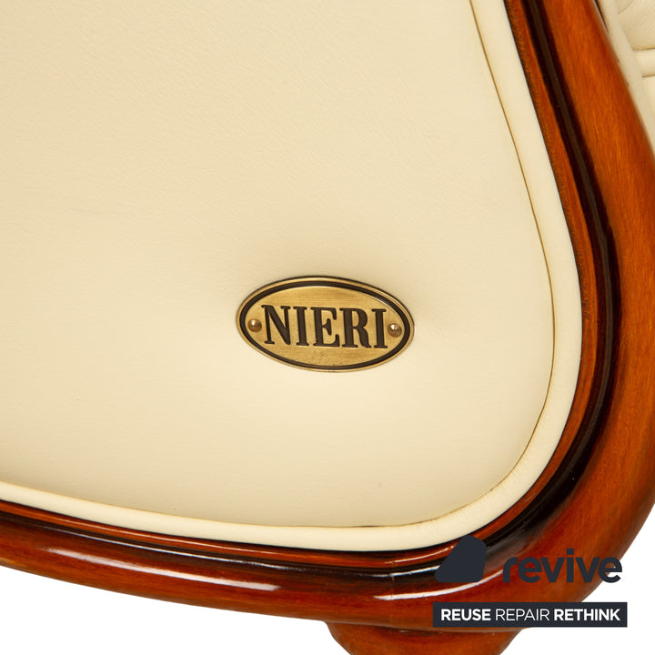 Nieri Leder Dreisitzer Creme Beige Eierschale Sofa Couch