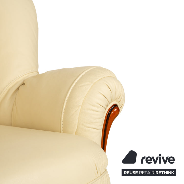 Nieri Leder Dreisitzer Creme Beige Eierschale Sofa Couch