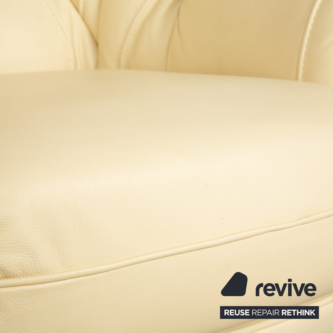 Nieri Leder Dreisitzer Creme Beige Eierschale Sofa Couch