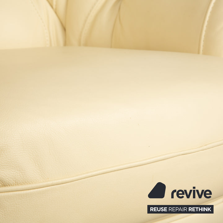 Nieri Leder Dreisitzer Creme Beige Eierschale Sofa Couch
