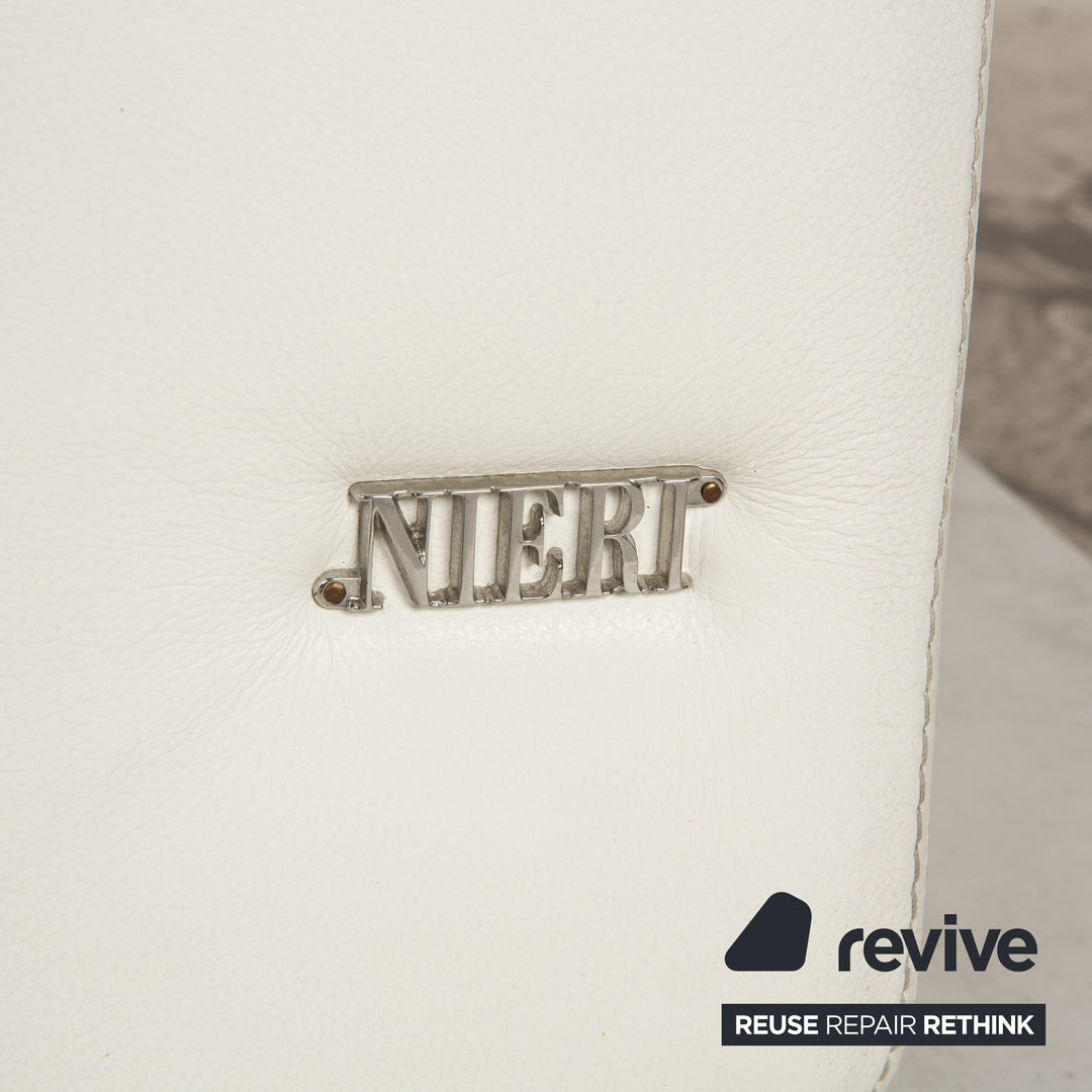 Canapé trois places en cuir Nieri blanc crème
