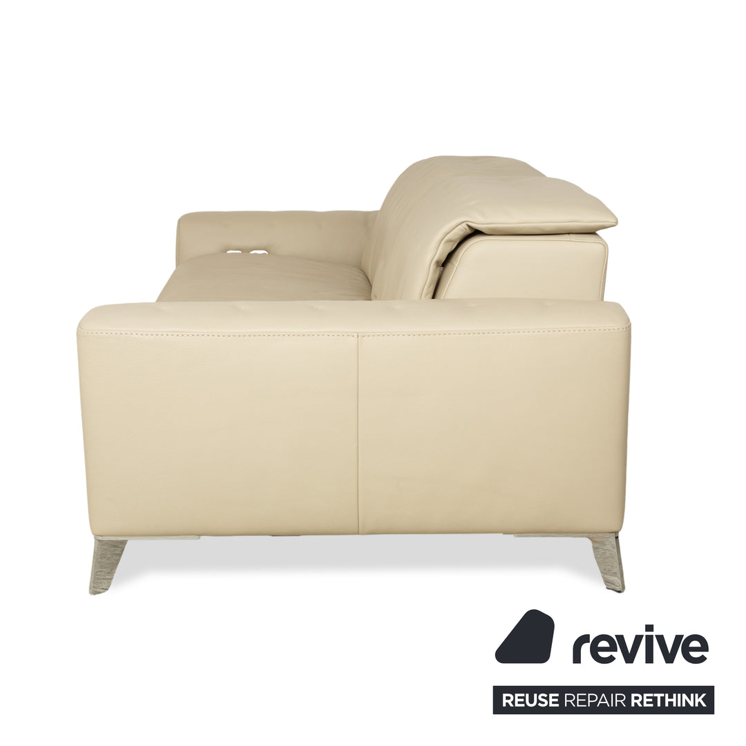Roche Bobois Satelite Leather Three Seater Cream Beige Electric Function Sofa Couch