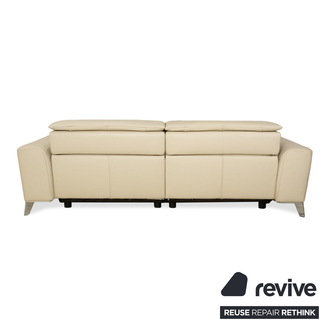 Roche Bobois Satelite Leather Three Seater Cream Beige Electric Function Sofa Couch