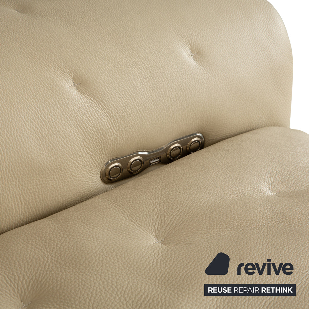 Roche Bobois Satelite Leather Three Seater Cream Beige Electric Function Sofa Couch