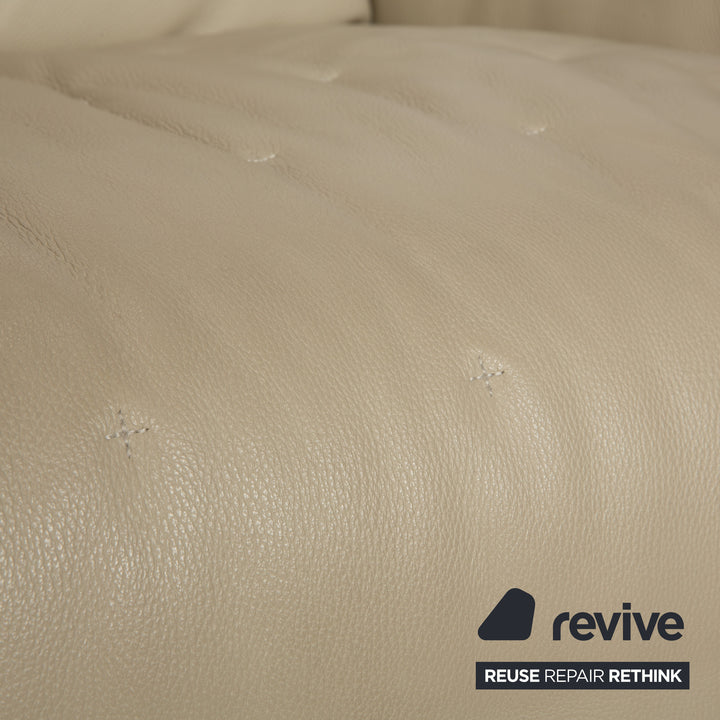 Roche Bobois Satelite Leather Three Seater Cream Beige Electric Function Sofa Couch