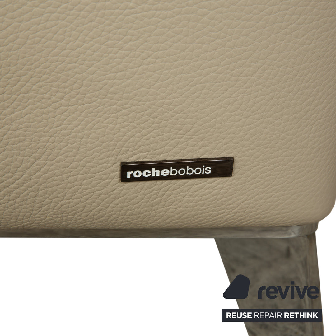 Roche Bobois Satelite Leather Three Seater Cream Beige Electric Function Sofa Couch